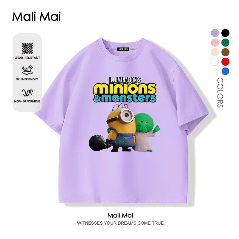เสื้อยืดเด็ก ผ้านุ่มใส่สบาย Minions & Monsters ลายพิมพ์การ์ตูนน่ารัก ระบายอากาศได้ (ส่งเร็ว จัดส่งจากไทย)