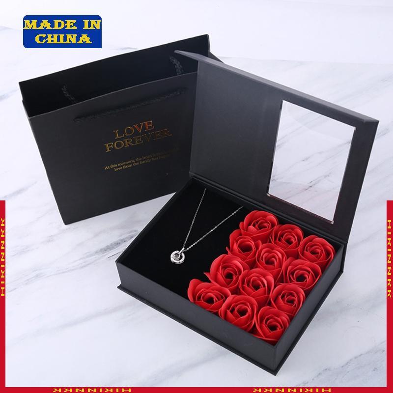 HIK สร้อยคอกล่องเครื่องประดับ Handmade Rose Packing Pounch Box Gorgeous Bag
