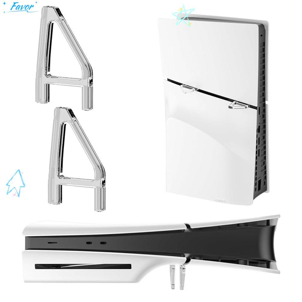 FAVOR PS5 Slim Stand, สามเหลี่ยมรูปร่างโปร่งใสขาตั้งแนวนอน,อุปกรณ์เสริมสําหรับเล่นเกมลื่นคอนโซลสากลส