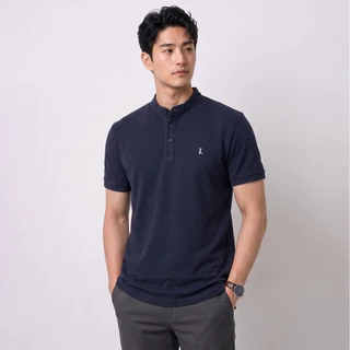 LTD เสื้อโปโลแขนสั้น ผู้ชาย สีน้ำเงิน | Pique polo banded collar | 03634