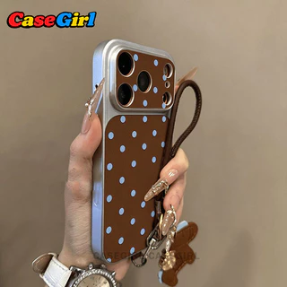 เคสโทรศัพท์หรูหราโทนวินเทจ ลายจุดเล็กสีน้ำเงินตัดสีน้ำตาล สำหรับ iPhone 13 15 12 14 17 11 16 Pro Max 15 14 16 Plus