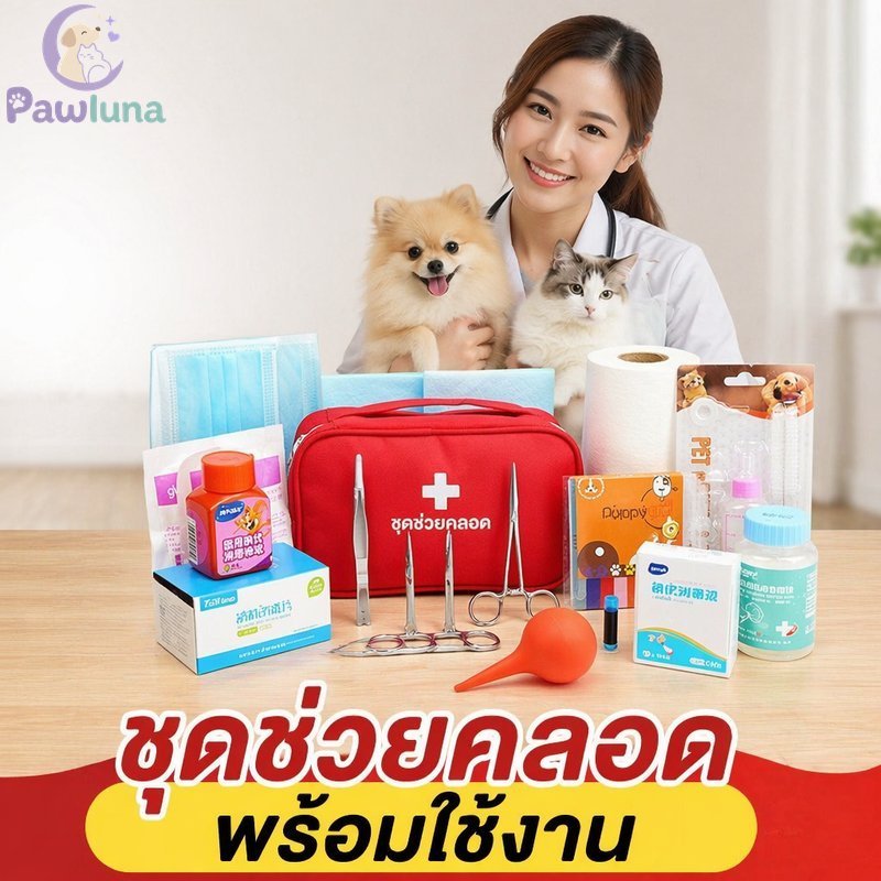 สัตว์เลี้ยง การคลอด ชุดจัดส่ง สุนัขแมว เครื่องช่วยตัวเอง เครื่องมือปลอดเชื้อ การพยาบาล แผ่นดูด