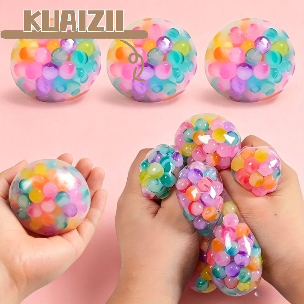 KUAIZII Squishy Stress Ball, TPR Squishy Rainbow Bead Stress Ball, Soft Pinch Ball เด็กผู้ใหญ่