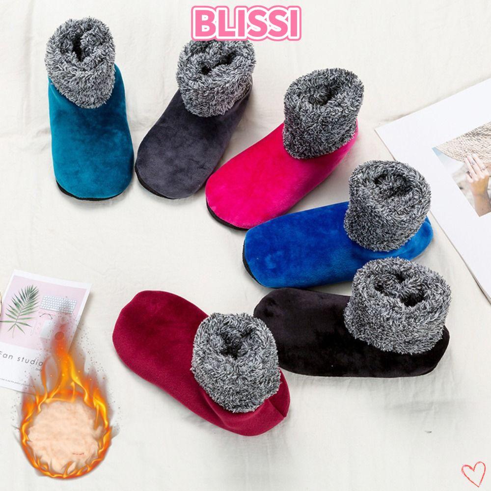 ความสุข‌I Slipper Socks, With Anti Slip Soles Plush Home Floors Socks, Soft High Tube หนา Thermal Sn