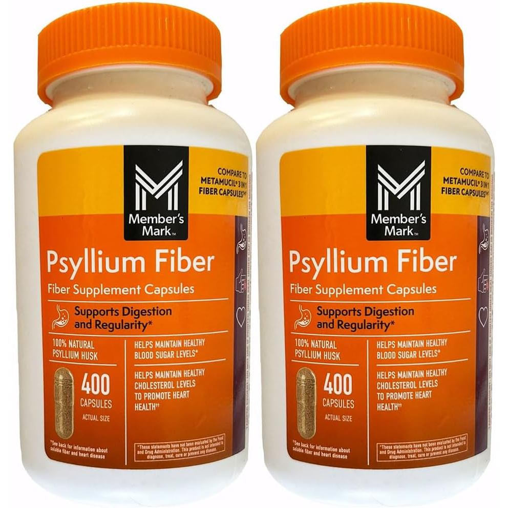 Member's Mark Fiber Capsules Pack (00 Count) Psyllium Husk is The #1 Doctor-Recommended Fiber Supple
