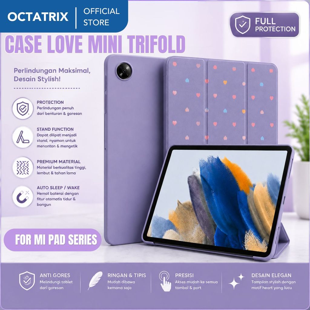 Love Mini Redmi Pad SE 11" Case / Redmi Pad 2 / Mi Pad 7 6 5 Cute Mini Redmi SE 8.7" Smart Trifold