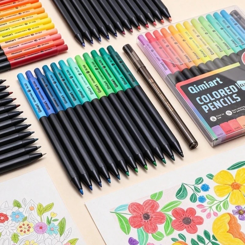 Languo 12 สี Retractable สีชุดดินสอ 3.0 มม.นุ่ม Oily Lead Drawing Journal สีเครื่องมือสําหรับนักเรีย