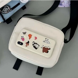 B1097-ผ้าไนลอนเครื่องไล่น้ําน่ารักนักเรียนกระเป๋าสะพาย Overalls Messenger กระเป๋า Casual Class กระเป๋าสะพายเรียบง่าย