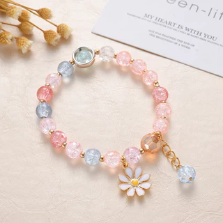 สร้อยข้อมือคริสตัล ลายดอกเดซี่ สไตล์เกาหลี มินิมอล เสริมดวงความรัก ของขวัญวันเกิด พร้อมกล่อง