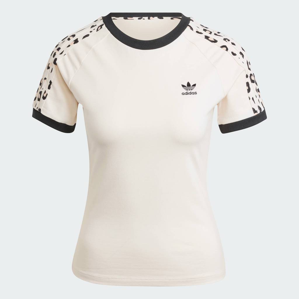 adidas ไลฟ์สไตล์ เสื้อยืด 3-Stripes ลายเสือ ผู้หญิง สีขาว IW8474