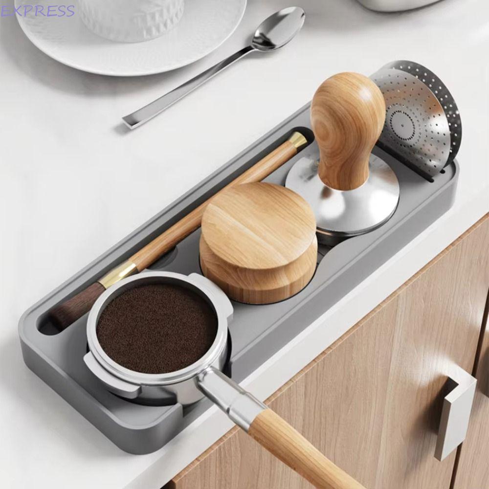 แผ่นแทมเปอร์กาแฟซิลิโคน EXPRESS, ประหยัดพื้นที่ไม่ลื่นพื้นผิว Espresso Tamping Mat, เคาน์เตอร์ป้องกันทําความสะอาดง่ายผงกาแฟอเนกประสงค์กดที่นั่ง Cafe ใช้