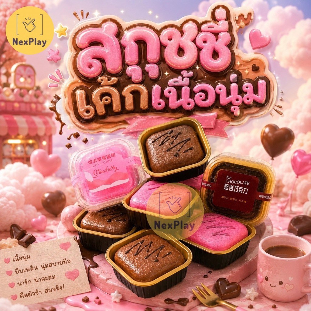 สกุชชี่เค้กลาวา  Squishyมินิ ของเล่นคลายเครียด เนื้อนุ่ม คืนตัวช้า สินค้าพร้อมส่งในไทย