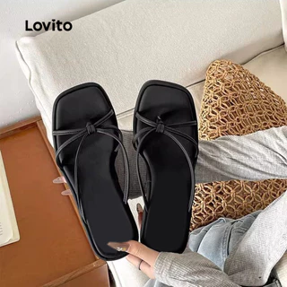 Lovito วันหยุด รองเท sandal แบบ Classic และรองเท้าแตะเรียบง่ายสำหรับผู้หญิง LFA91159