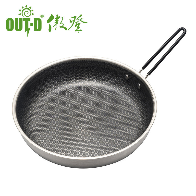 Outdoor camping non-stick honeycomb frying pan, frying pan, stainless steel pot, wok, camping barbec