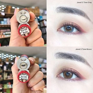 คอนแทคเลนส์ แต่งหน้า เจ้าสาว รุ่น Jewel 3 tone มีสีเทา/ตาล Gray/Brown ค่าสายตา (0.00)-(-7.50)