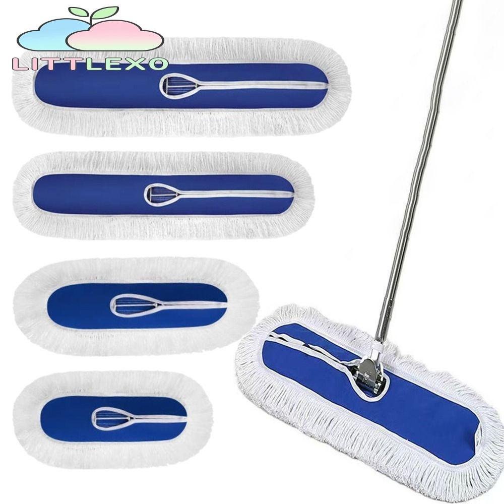 LITTLEX ผ้าเปลี่ยนม็อบแบน, 40/60/80/100/120 ซม. Heavy Duty Large Mop Head, ล้างทําความสะอาดได้ผ้าฝ้ายฝุ่น Mop Head Refill สําหรับกรอบซับขนาดมาตรฐาน
