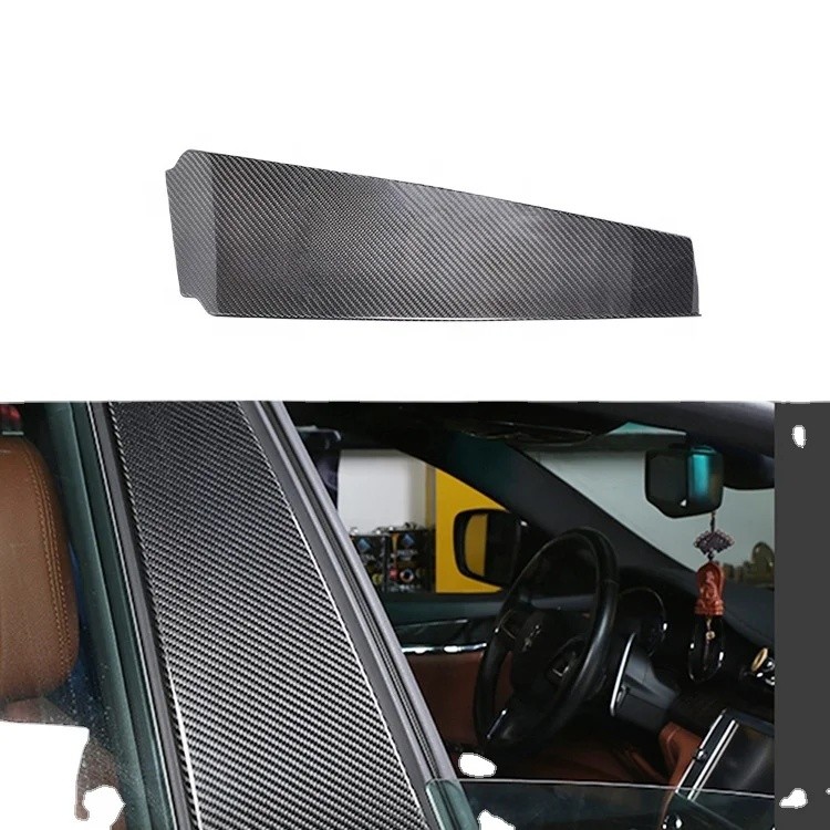 Glossy Black Carbon B-Pillar Add on Style Window Center Trims สําหรับ Maserati Ghibli Quattroporte**