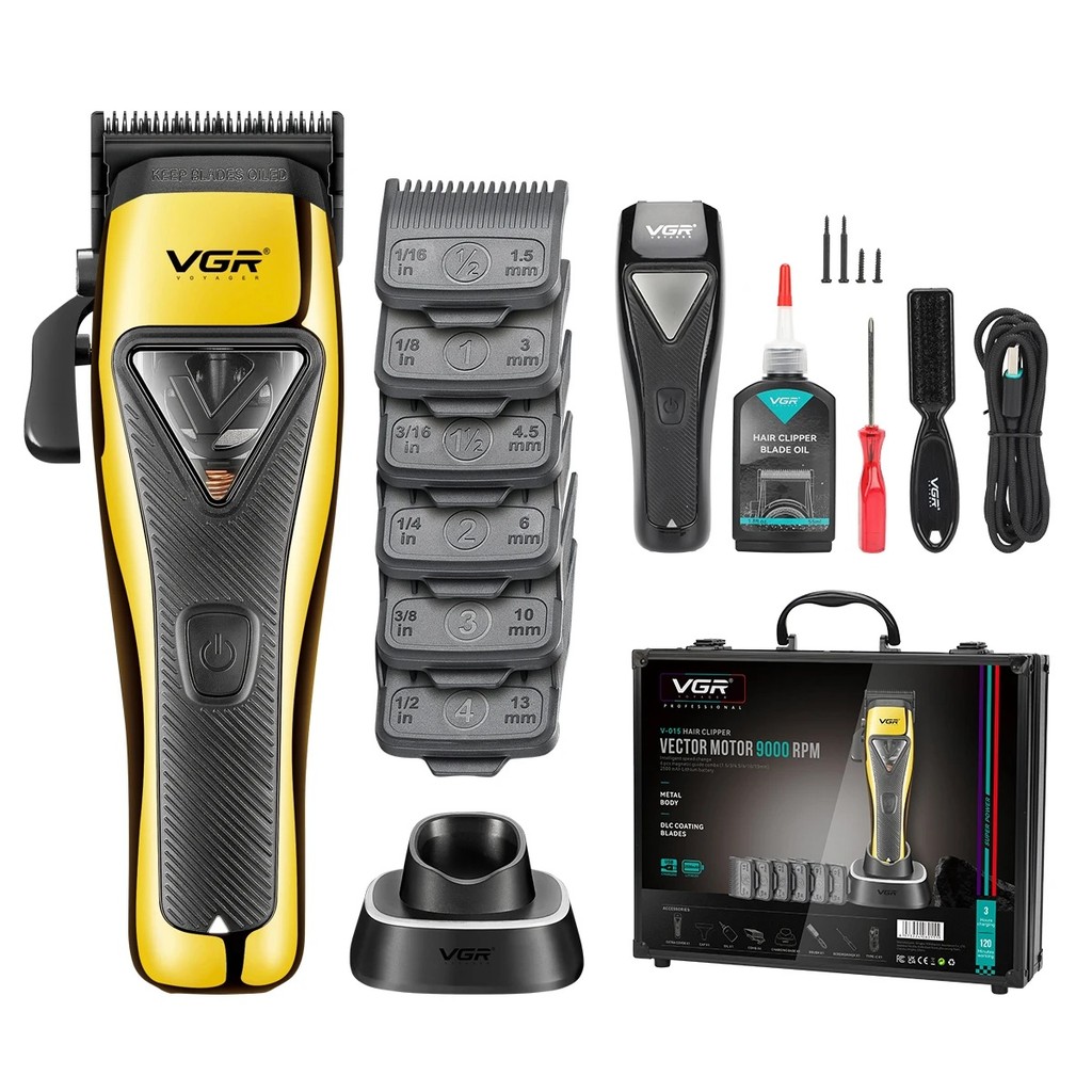 VGR V-015 DLC Blade Vector Motor 9000RPM ตัดผมชาร์จ Professional Hair Clipper สําหรับผู้ชาย &*&-