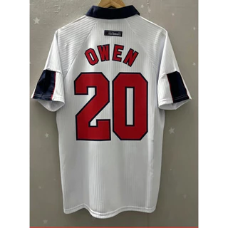 S-XXL 1998 อังกฤษ BECKHAM OWEN คุณภาพสูง Home Retro ฟุตบอล Jersey เสื้อยืดที่กําหนดเอง