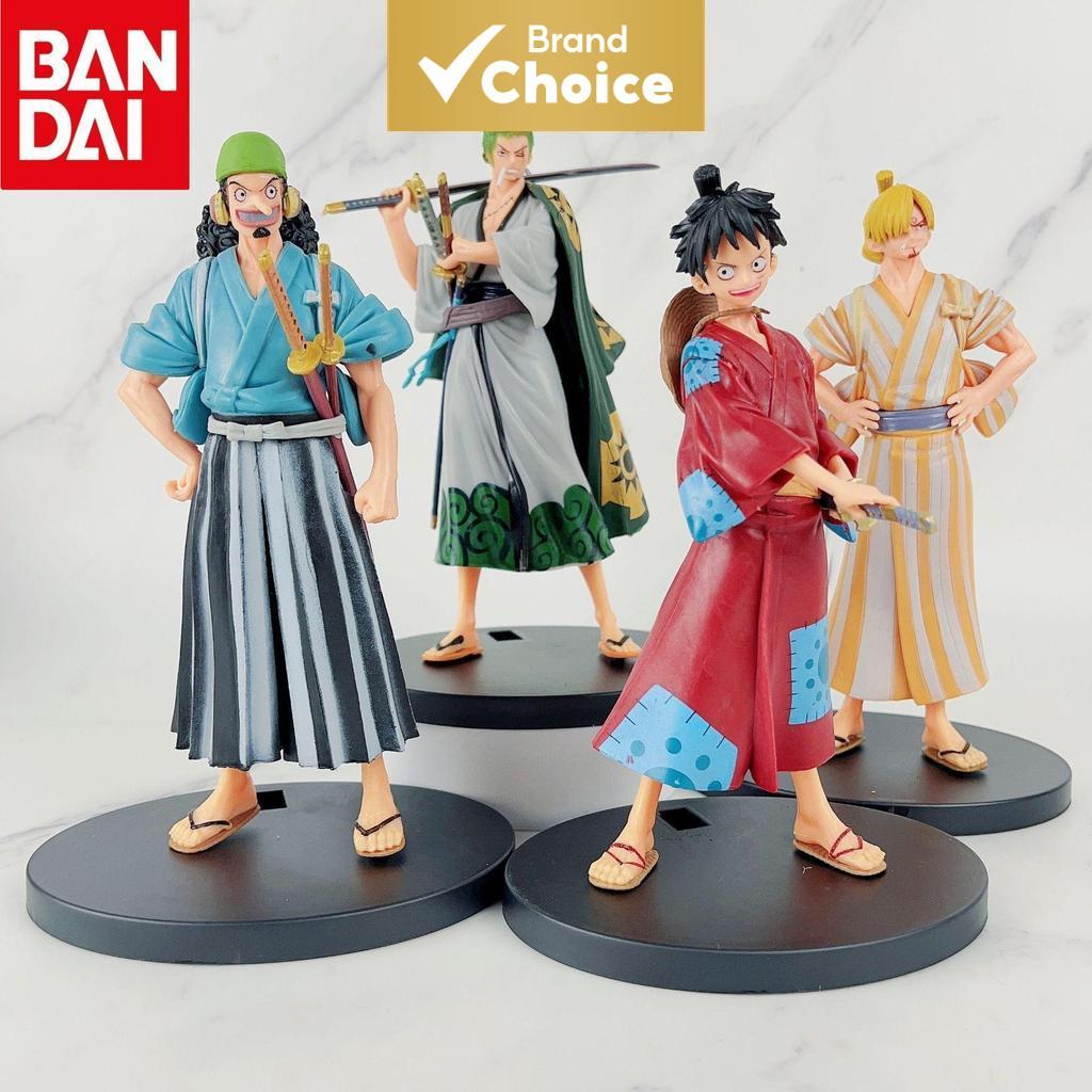 Bandai One Piece Kimono Warrior Figure Set,Luffy Sanji Zoro Usopp 18 ซม.PVC Action รูปปั้น,อะนิเมะสะสมของขวัญ,ขายร้อน