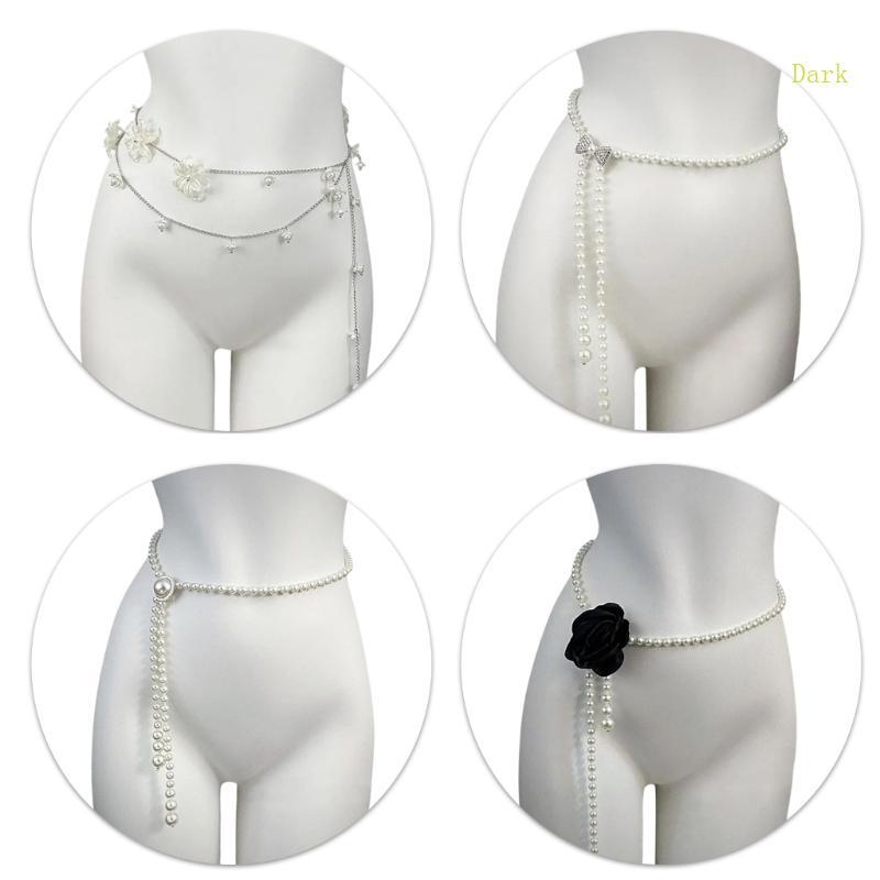 Dark Belly Chain สําหรับ Belly Dance เอวโซ่ Multilayer Pearls ผู้หญิงเอว Chain