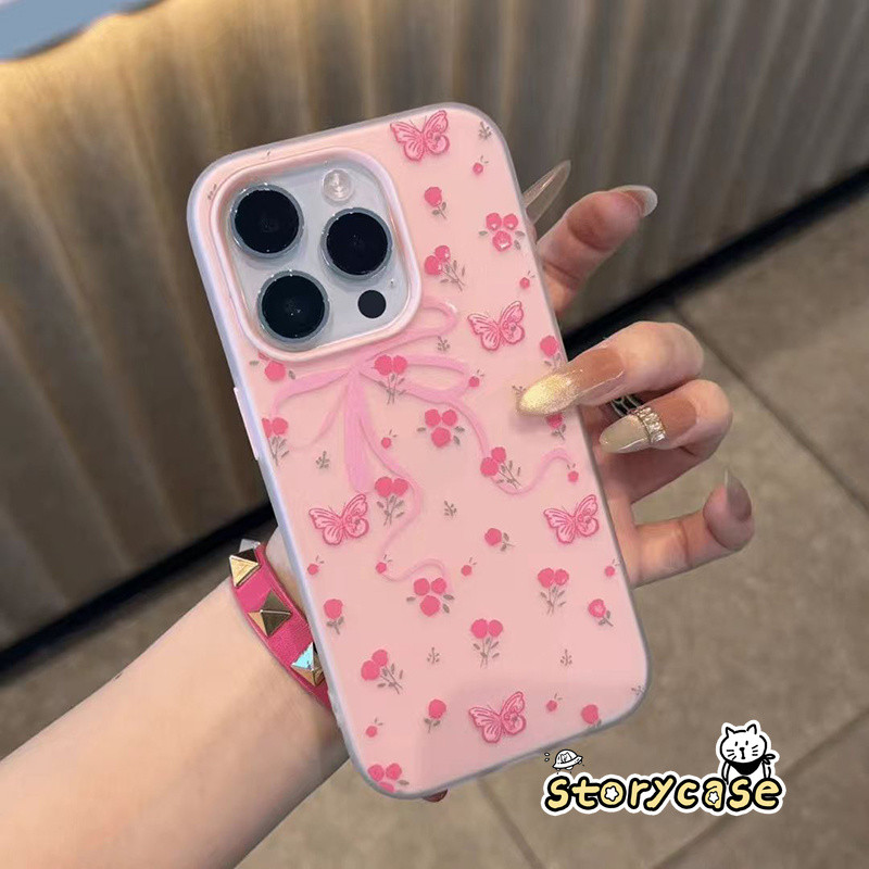 เคสโทรศัพท์ 2 in 1 ลายดอกไม้โบว์สไตล์หวานอ่อน OPPO Reno 16F 15 5F 16 18T 15F 5 11 10 12 13F 12F 5z 6 6z 13 14 14F 13F 7z