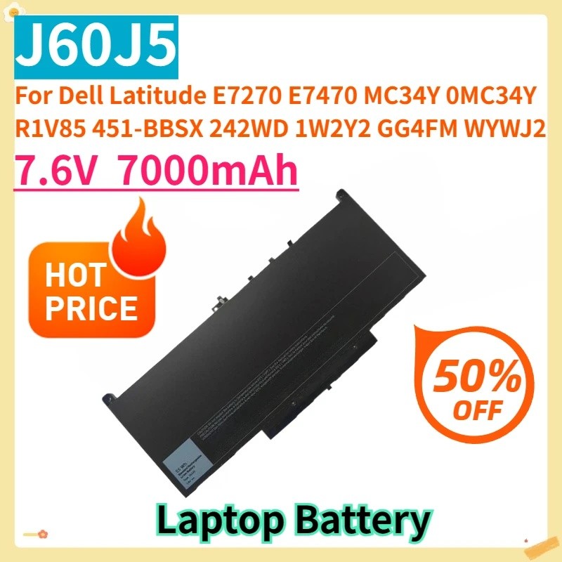 สําหรับ Dell Latitude E7270 E7470 MC34Y 0MC34Y R1V85 452BBSX 242WD 1W2Y2 GG4FM WYWJ2 7.6V 7000mAh J6