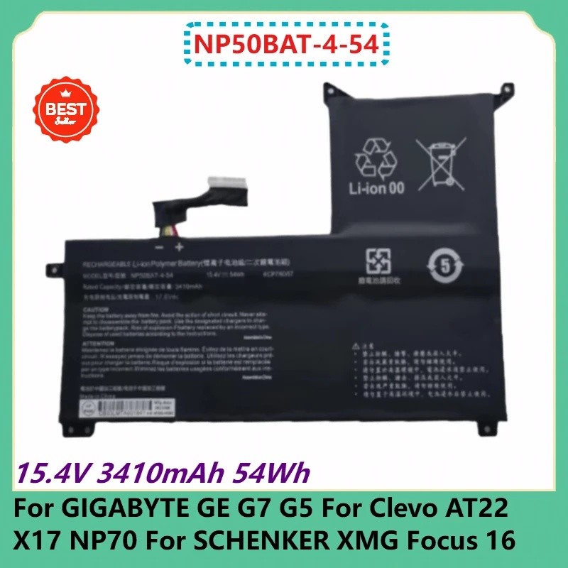 NP50BAT-4-54 แบตเตอรี่แล็ปท็อป 15.4V 3410mAh 54Wh สําหรับ GIGABYTE GE G7 G5 สําหรับ Clevo AT22 X17 N