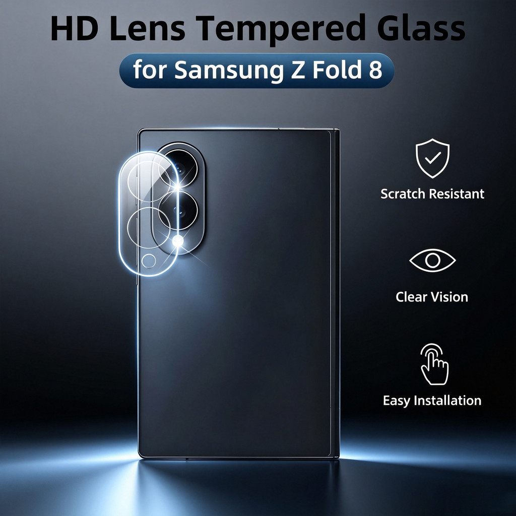 3D กล้องกระจกสําหรับ Samsung Galaxy Z พับ 8 Fold8 ZFold8 กล้องเต็มรูปแบบป้องกันหน้าจอกระจกนิรภัยป้องกันฟิล์มกลับ Clear เลนส์ฟิล์ม