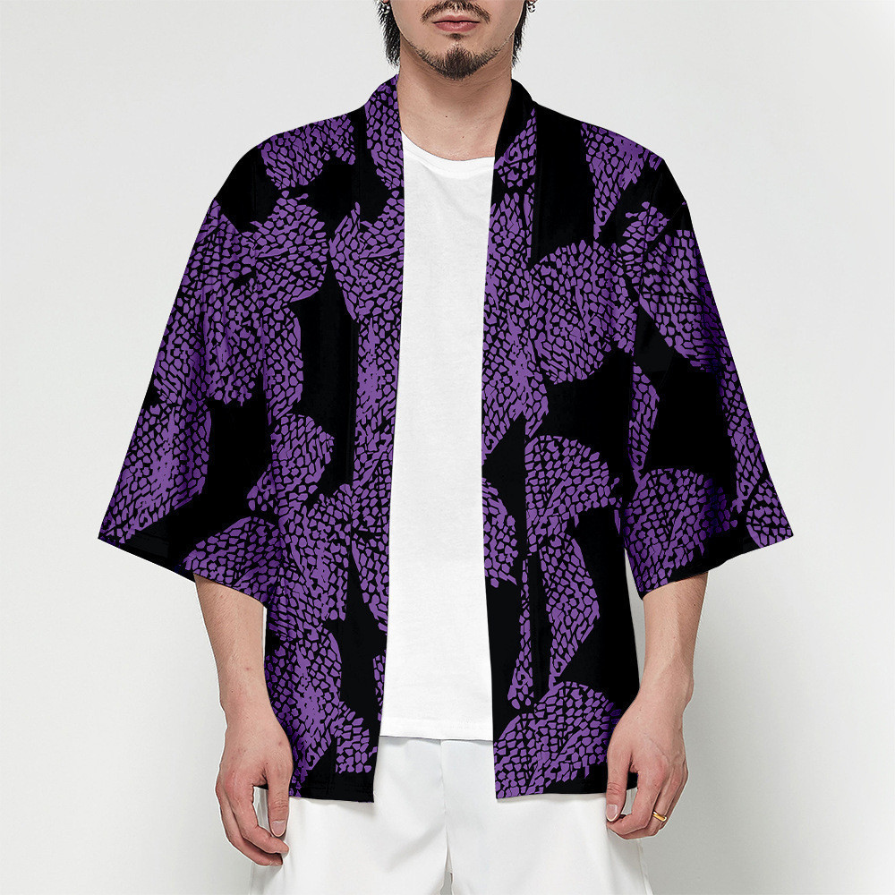 Devil Killer Kokushibo สไตล์ 3D พิมพ์ชุดกิโมโนญี่ปุ่นเสื้อคลุมฮาโอริยูกาตะบทบาทเล่นแฟชั่นฤดูร้อน Lei