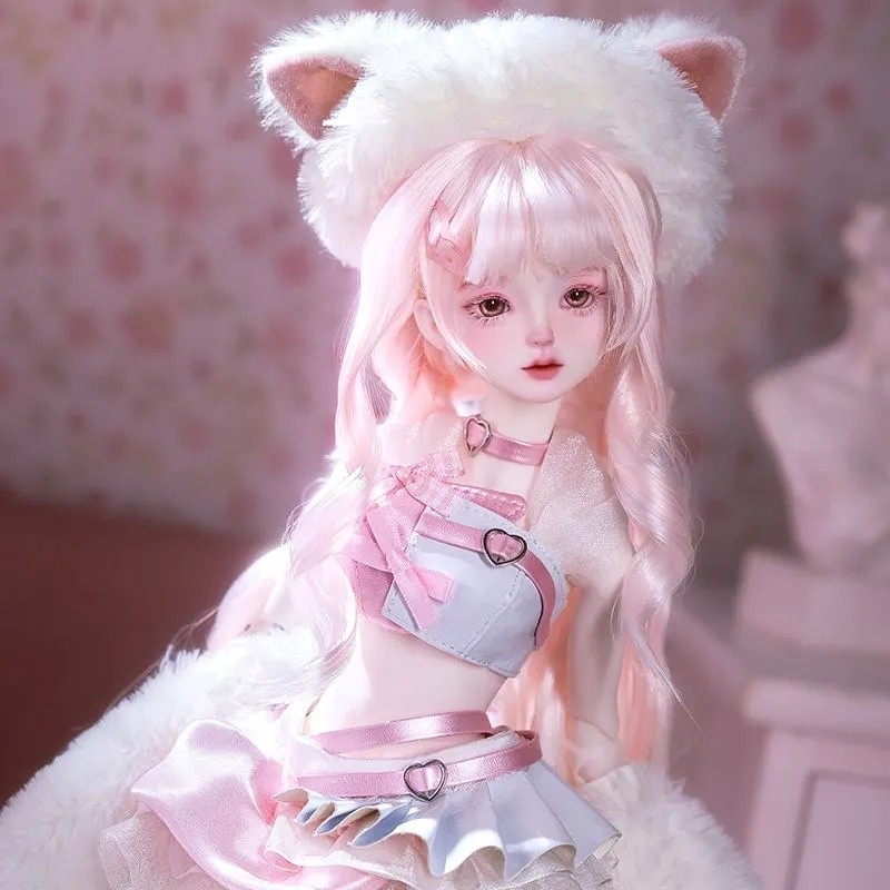 อย่างเป็นทางการของแท้ bjd ตุ๊กตาสาวไตรมาส Fuka Fuka ลูกแมวสาวเป็นมิตรกับสิ่งแวดล้อมเรซิ่นชุดหวานคอลเ