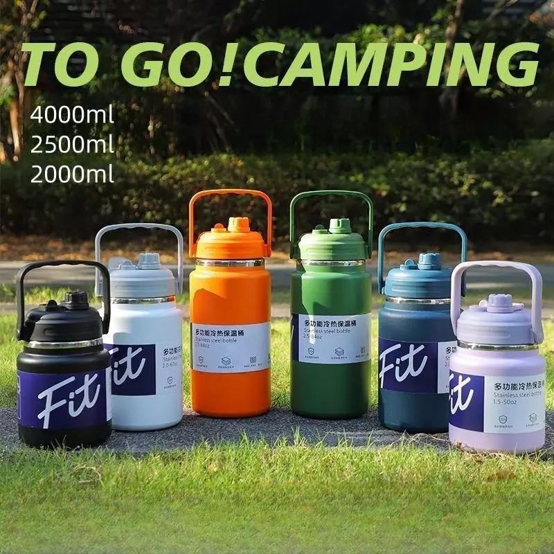 กระบอกน้ํา4000ml.2500ml.2000mlกระติกน้ำยักษ์ เก็บความเย็น ขวดน้ำเก็บอุณหภูมิไซต์ใหญ่ (1500ml. 2000ml ไม่ใช่หลอดกระเด้งฝา