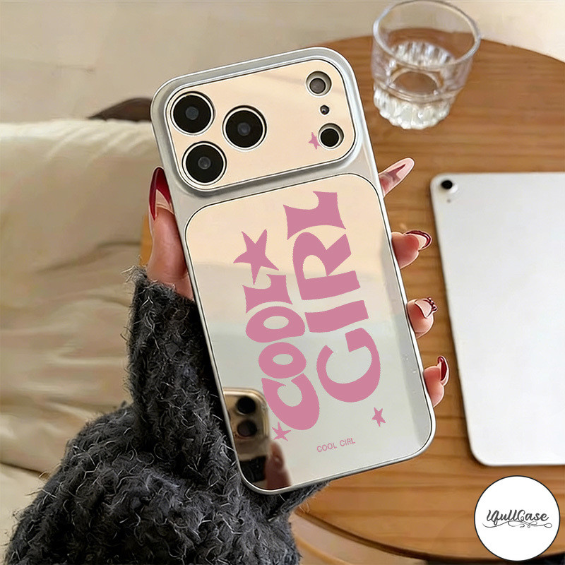 เคสกระจกหรูหรา ลายCOOL GIRLสไตล์ฮิต ป้องกันกระแทก น่ารักสำหรับIPhone 13 18 17 16 14 15 Air 11 12 Pro Max X XR 15 16 Plus