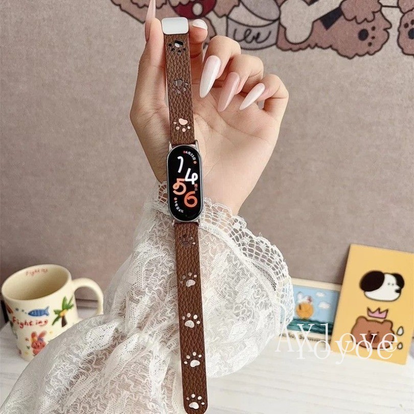 Breathable Hollow Claw สายหนังสําหรับ Xiaomi Mi Band 11 10 9 8 Pro 7 6 5 4 3 สร้อยข้อมือสําหรับ Redmi Watch 6 5 4 สายรัดข้อมือ