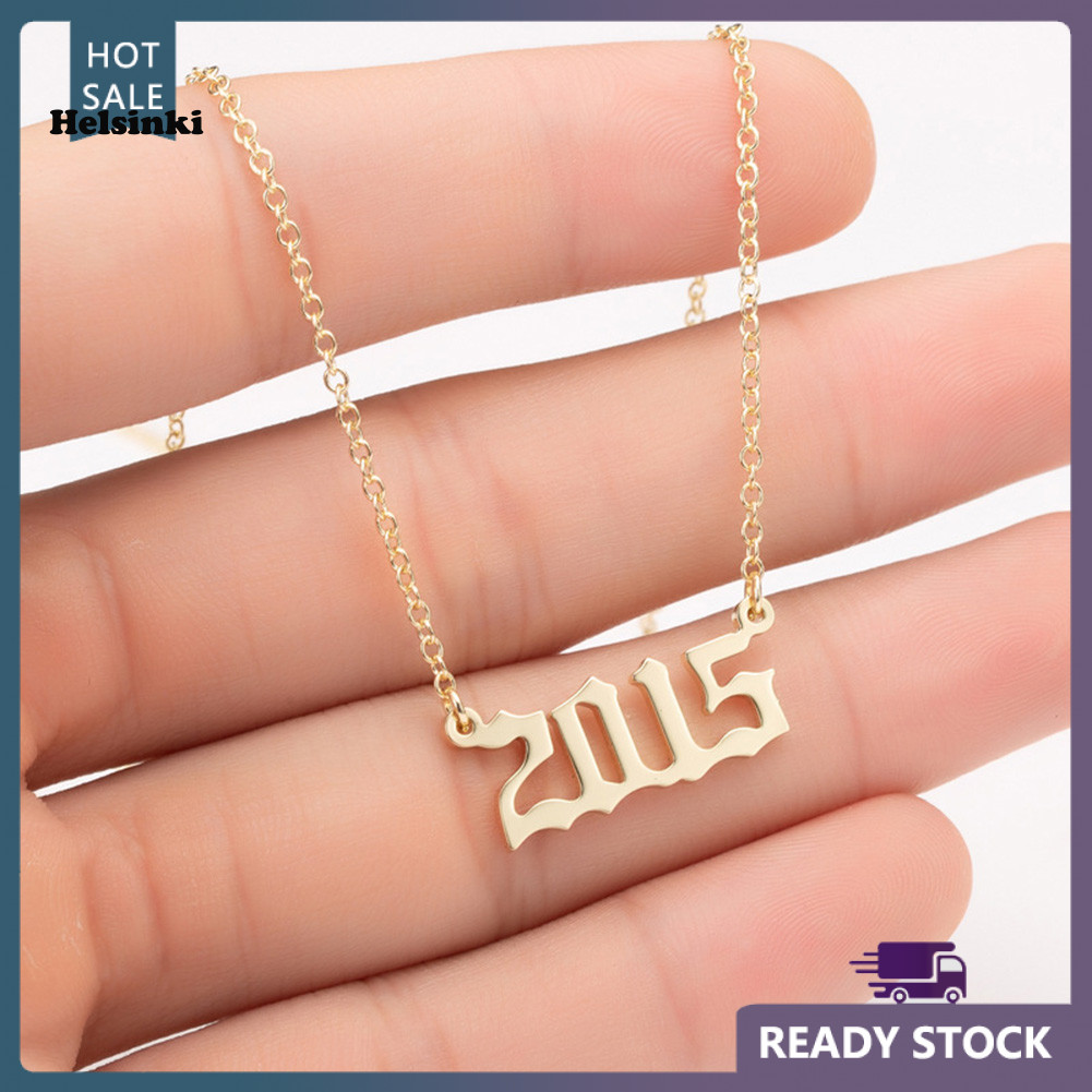 HLS 1980-2019 ปีเกิดจํานวน Charm จี้สแตนเลสสร้อยคอสร้อยคอเครื่องประดับ