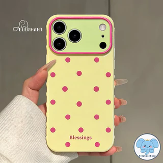 เคสไอโฟน11 17สำหรับ IPhone 17 Air 12 11 15 13 14 Pro Max 8 15 7 16 Plus X XR XS Maxเคสหัวใจฟองน้ำ ลายจุดสีคู่ สไตล์หวานๆ