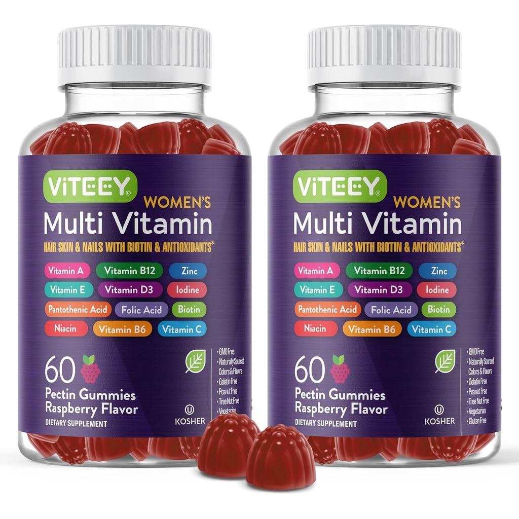 Viteey Womens Multi Immune port รสราสเบอร์รี่ | 12 in 1 Essential s & Minerals AC D3 E B6 B12 Folic 