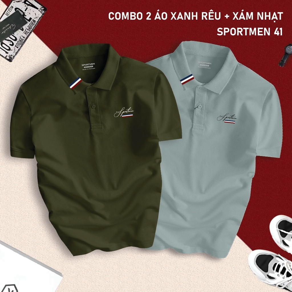 Combo 2 เสื้อโปโล SPORTMEN 41 4-Way ผ้าจระเข้ Regular-fit Unisex Dynamic Cool Menswear พร้อมคอปกแขนส