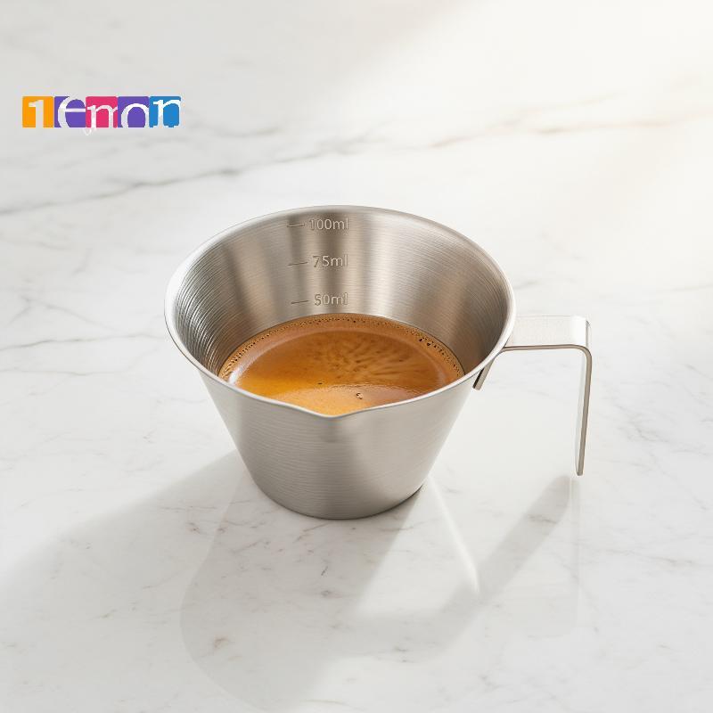 [มะนาว] ถ้วยสกัดกาแฟเอสเพรสโซ่ 304 สแตนเลสพร้อมสเกลการวัดในตัว ใหม่
