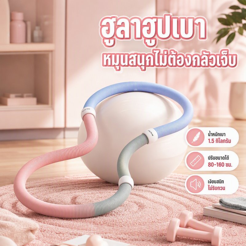 ฮูลาฮูปสปริง ฮูลาฮูปออกกำลังกาย ปรับขนาดได้ แบบพับได้ เงียบ น้ำหนักเบา โฟมนุ่ม ไม่เจ็บเอว
