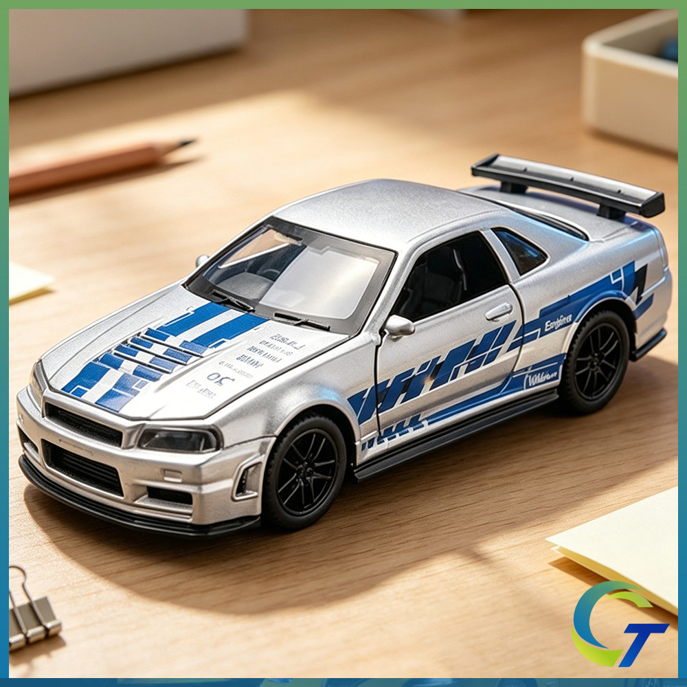 1:36 Nissan GTR R34 Diecast ของเล่นรถรุ่นรถของเล่นคอลเลกชันของขวัญสําหรับชายเด็ก