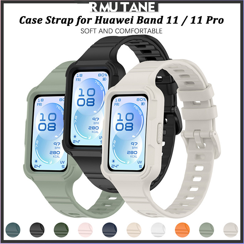 เคส+สายซิลิโคนนุ่มสไตล์กีฬา for Huawei Band 11/11 Pro เคสป้องกันหน้าจอพร้อมสายซิลิโคนกีฬา อุปกรณ์เสริมสมาร์ทแบนด์