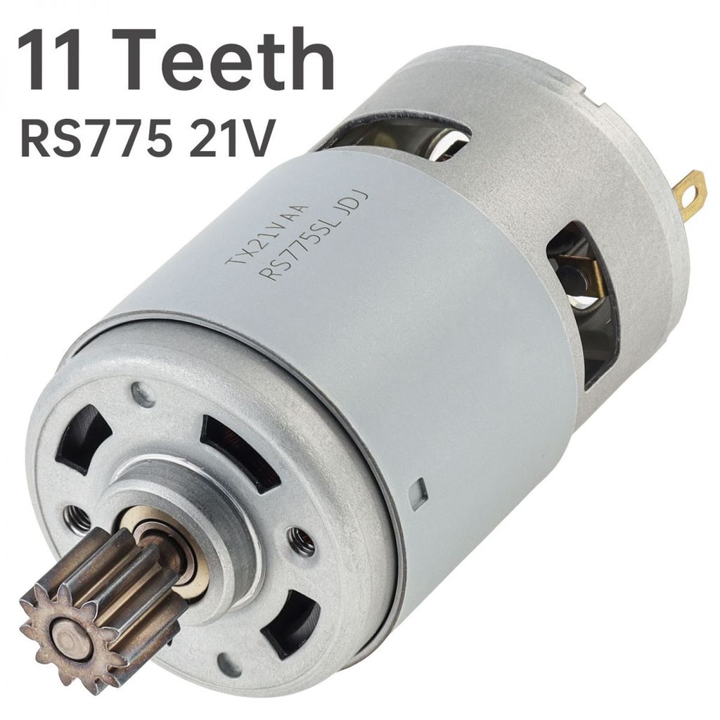 RS775 มอเตอร์ DC, 21V, 6000 RPM, 90W, เกียร์ 11 ฟัน, CW/CCW, แปรง, สําหรับเครื่องเป่าลมหิมะ