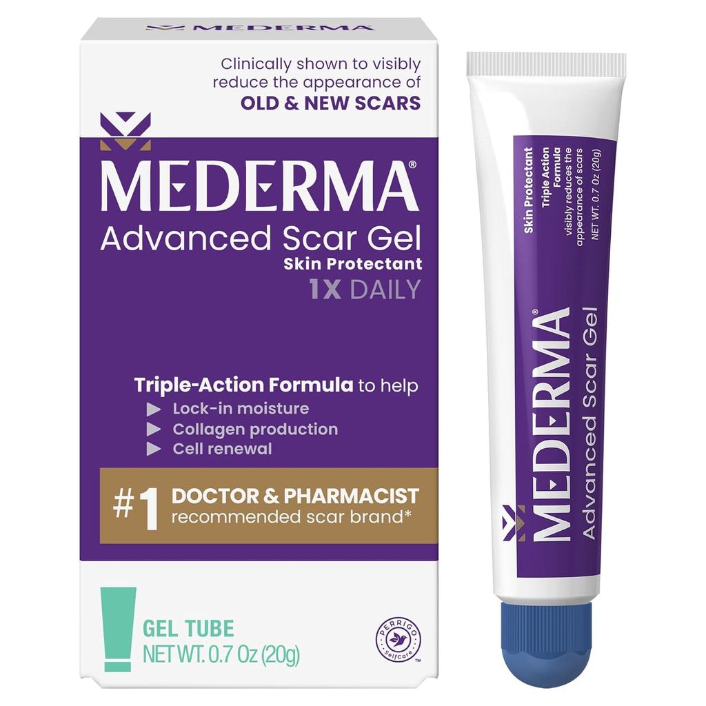 Mederma Advanced Scar Gel - รักษารอยแผลเป็นเก่าและใหม่ ลดลักษณะของรอยแผลเป็นจากสิว ศัลยกรรม เผา การบ