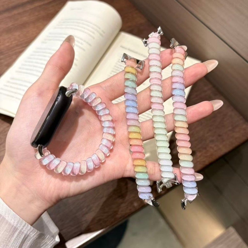 Color Dopamine Gummy Coil Strap เหมาะสําหรับ Apple Watch iWatch10 พร้อม Season 8.3
