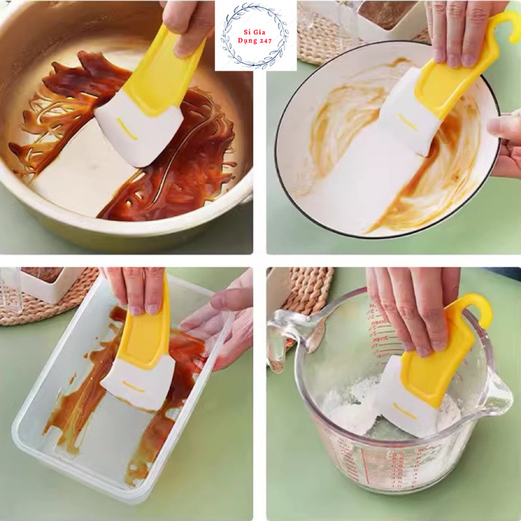 ซ้ายอาหาร Scraper Scraper Scraper Scraper สําหรับหม้อและกระทะยืดหยุ่น TPE พลาสติกจานทําความสะอาดประห