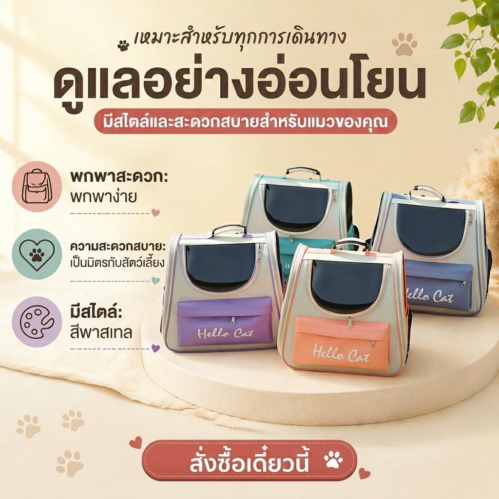 กระเป๋าเป้สะพายหลังกระเป๋าใส่สัตว์เลี้ยงแบบพกพา | ดีไซน์น้ําหนักเบา | ภายในเชิงลึก | กระเป๋าเป้สะพายหลังแมวระบายอากาศ | กันแดด | สายรัดไหล่คู่ | เหมาะสําหรับแมวและสุนัขตัวเล็ก