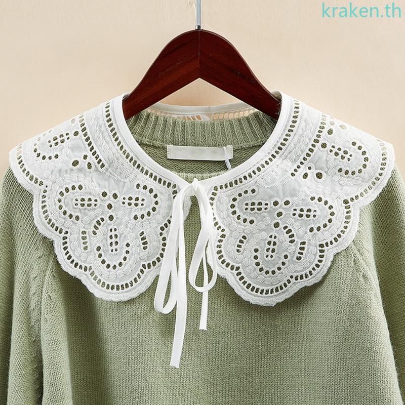 KRA Stylish Women False Collar Hollowout Flower Lace Shawl Elegant Detachable Collar