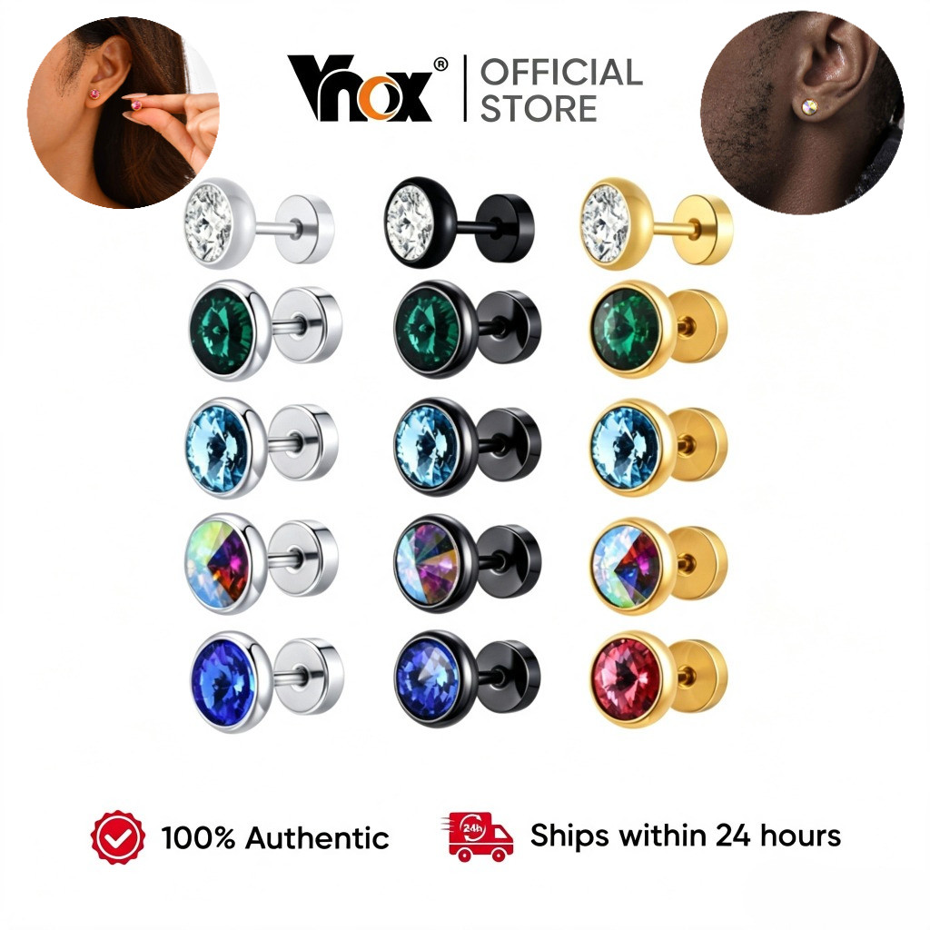 Vnox حلق ستانلس بزركون ملوّن — مضاد للحساسية