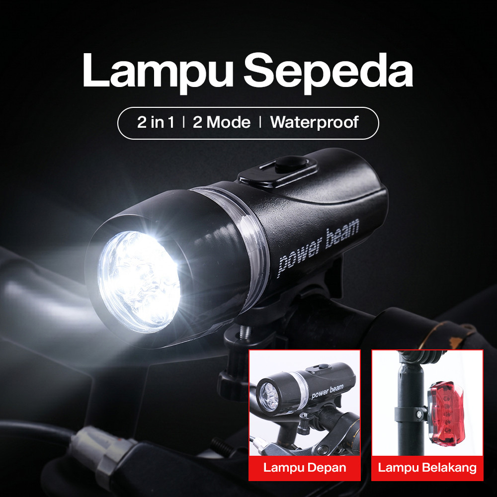 PITIKIHPowerbeam 5 LED กันน้ํา 2 โหมดจักรยานด้านหน้าและด้านหลัง - HB-618